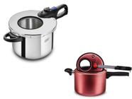 Kit Panela de Pressão Profissional 6L Inox Segura + Panela de Pressão 4,5L Antiaderente Cor Grafite