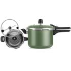 Kit Panelas de Pressão Com 3 Tampas Verde Conjunto Versátil Patolux
