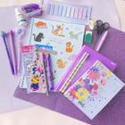 Kit Papelaria COMBO MASTER Tons de Roxo Lilás Studygram Caneta Caderno