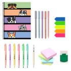 Kit Papelaria Juvenil Ensino Médio Caderno Caneta Marca texto - Kawaii