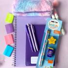 Kit Papelaria Kawaii Fofo Tom Pastel Lilas