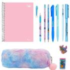 Kit Papelaria Stitch Kawaii Lapis Borracha Apontador Caneta