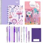 Kit Papelaria Tons Roxo Lilas Escolar Kawai Escolar