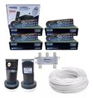 Kit Para Antena Parabólica Ku Com Lnbf Multiponto, 4 Saídas. - Visiontec