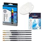 Kit Para Aquarela - Bloco + Godê + Pincel + Tinta