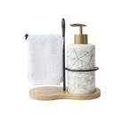 Kit para banheiro de porcelana em 3 peças com estampa marmorizada