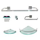 Kit Para Banheiro Escócia Alumínio Vidro Modelado Incolor - J.A