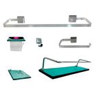 Kit Para Banheiro Escócia Alumínio Vidro Verde - J.A