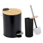 Kit Para Banheiro Lixeira Cesto De Lixo 3L e Escova Sanitária Vassoura Limpar Vaso Privada - Mimo Style