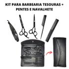 Kit Para Cabeleireiro Tesoura Navalha + Desfiadeira E Pentes