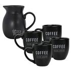 Kit Para Café Da Manhã Com 4 Canecas De Porcelana 300ml E Jarra 1 Litro