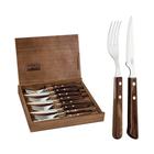 Kit para Churrasco 8 Peças em Aço Inox Cabo Castanho Polywood com Estojo de Madeira Tramontina 29899/502