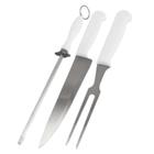 Kit Para Churrasco Com 3 Peças Faca Garfo E Chaira