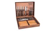 Kit Para Churrasco Com Lâminas em Aço Inox e Cabos em Madeira Polywood Castanho 15 Peças - Tramontina