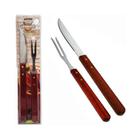 Kit para Churrasco Faca e Garfo Inox Madeira Cabo Longo - Art House