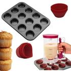 Kit Para Cupcakes E Muffins Formas + Dosador + Forminhas