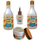 Kit Para Fibras Shampoo + Creme de Pentear + Gel Cola Mix + Reparador de Pontas Sérum - Cristal Line