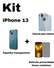 Kit para iPhone 13 - Capa Transparente + Película Fosca Privacidade + Película De Câmera