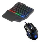 Kit para Jogar no Celular com Mouse Gamer e Mini Teclado RGB