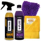 Kit Para Lavar Carros e Motos V-floc 500ml Vonixx - Cera Tok Final- Flanela e Luva