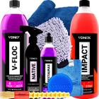 Kit para Lavar Moto Carro Caminhão Shampoo V Floc Cera Native Luva Toalha Revitalizador Restaurax