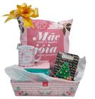 Kit Para Presente De Natal Mãe Cesta Almofada Caneca Cartão