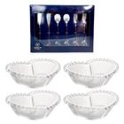 Kit Para Servir Com Bowls Tigelas De Cristal Coração E Conjunto De Talheres