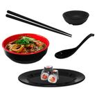 Kit para Sopa Japonesa com Tigela 450 Ml + Prato 25cm + Colher + Par de Hashi + Molheira