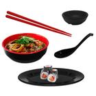 Kit para Sopa Japonesa com Tigela 450 Ml + Prato 25cm + Par de Hashi + Colher + Molheira