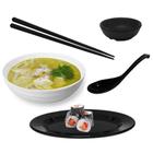 Kit para Sopa Japonesa com Tigela 800 Ml + Prato 25cm + Colher + Par de Hashi + Molheira