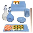 Kit para Sushi em casa Completo Azul 4 pessoas porcelana