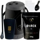 Kit Para Tereré Black Erva Mate 500g+Garrafa Lisa+Copo Caldereta Preto+Bomba Preta Escolha Sabor