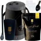 Kit Para Tereré Black Erva Mate 500g+Garrafa Lisa+Copo Caldereta Preto+Bomba Preta Escolha Sabor