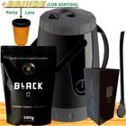 Kit Para Tereré Garrafa térmica Lisa+Black Erva Mate+Copo Quadrado Acrílico+Bomba Preta+Porta Lata