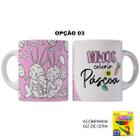 Kit Páscoa Coelhinho Caneca Plástico e Giz De Cera Colorir