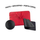 Kit Pasta Case Capa Para Guardar Notebook + MousePad Gamer Preto 25x20 + Porta Copos De Couro - MgaStore