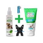 Kit Pasta de Dente Creme Dental + Spray Bucal Menta Pet Clean + Escova Dedal Escova de Dentes (Saúde Bucal Higiene oral