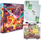 Kit Pasta Pokémon + 20 Folhas Plásticas Yes + Triplo Escarlate e Violeta Obsidiana Em Chamas