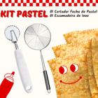 Kit PASTEL - 01 Cortador e Fecha de Pastel - MAIS - 01 Escumadeira Inox para Fritura - Carretilha Profissional Peneira - PANAMI