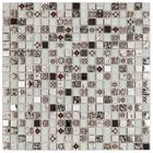 Kit Pastilha de Vidro e Metal com 11 Placas de 30cm x 30cm Rende 1m² Glass Mosaic - caixa com 11 Unidade - Branco/Vermelho/Metal