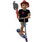 Kit Patinete Brinquedo Infantil Azul + Fantasia Kit Bombeiro