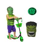 Kit Patinete De Dinossauro 3 Rodas Mais Fantasia Hulk