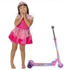 Kit Patinete de Ferro Alto Regula Altura + Vestido Rosa