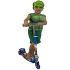 Kit Patinete Infantil Corrida Divertida Azul + Fantasia Hulk