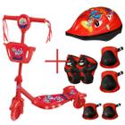 Kit Patinete Infantil Musical Luz Som Com Proteção Segurança