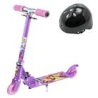 Kit Patinete Princesas Disney 2 Roda Led Dobrável + Capacete