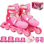 Kit Patins 4 Rodas C/ Proteção 32/35 Princesas - Bbr Toys