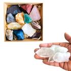 Kit Pedras Caixa Coleção e Drusa de Cristal Decoração Bons Fluidos