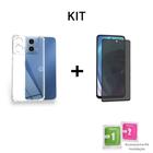 Kit Película Fosca Privacidade 9D + Capa Capinha Transparente Anti Impactos Para Moto G04