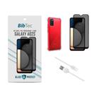 Kit Película Privacidade 3D + Capa Transparente + Cabo MICRO USB Samsung Galaxy A02S